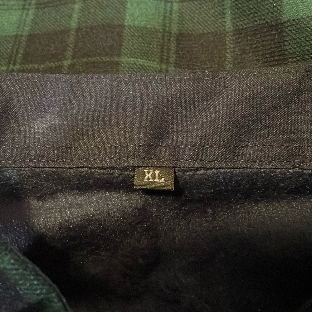 Plaid Button Down Polyester Fiber Shirt, Men’s XL, Green Navy - Picture 5 of 6
